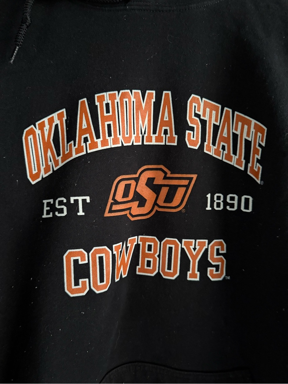 Gildan Black Hoodie with Orange and White Lettering